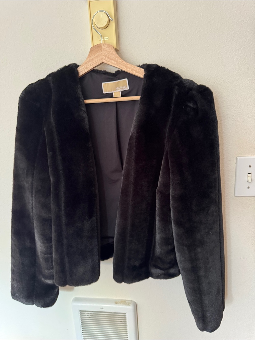 Michael Kors Black Faux-Fur Short Jacket